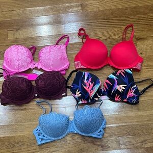 Victoria's Secret Pink, Red, Burgundy, Blue, and Multicolor Bras
